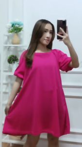 BeeUniq Dress Delivia Crepe Flarie / Dress Terusan Lengan Puff