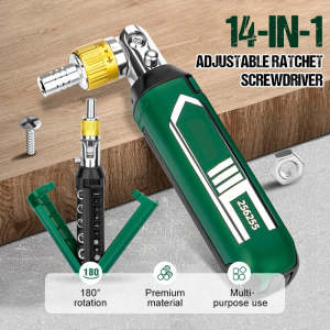 14 In 1 Multifunctional Ratchet Screwdriver Kit Auto Repair Tool Multi Angle Head Tips Set Hand Tools for Professional Use