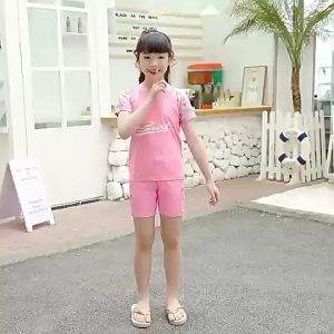 27KIDS Bộ Đồ Bơi 3 Món Áo Tay Ngắn + Quần Short + Mũ Bơi Dành Cho Bé Gái M-4XL