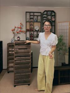 Vintage Solid Wood Multi-level Storage Cabinet