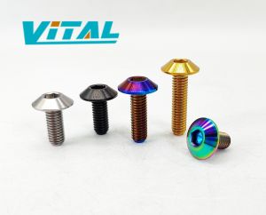1pc Vitaltitanium Grade 5 Titanium Bolt Umbrella Head M6 x 12 15 20 25mm 1.0Pitch inner hexagon screw titanium screw ti silver Burnt Blue Black Gold color