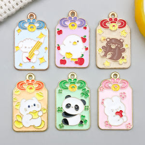 5pcs/6pcs Alloy Enamel Lucky Card Pendant Jewelry Making DIY Keychain Earrings Charms for Jewelry Bracelets Necklace
