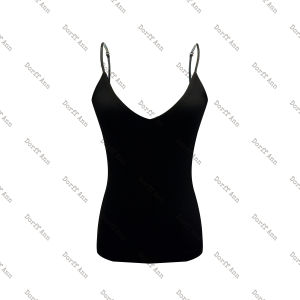 Áo Thun Nữ Cổ Chữ V Sâu Cạp Cao Dorff Ann Áo Thun Cotton Pha Trộn Dáng Rộng Tay Ngắn Mùa Hè 2024