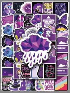 Purple Ins Style Luggage Notebook Computer Mobile Battery Car Helmet Water Cup Skateboard Sticker 55 Pcs Cartoon Series