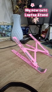 Portable Laptop Stand Fordable FREE Storage Pouch Bag - Pink