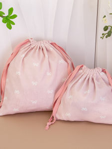 Cute Cartoon Butterfly Knot Small Drawstring Bag Dustproof Mini Storage Bag for Household Items Fabric Storage Bag