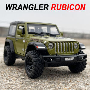 1:32 Wrangler Rubicon Diecast Off-road Vehicle Alloy Model Toys Car Doors Opened with Sound Light Pull Back Police Cars Kid Gift