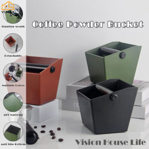 Vision Coffee Grind Knock Box with Removable Knock Bar Coffee Powder Residue Trash Can Espresso Dump Bin with Non-Slip Base Espresso Ground Container