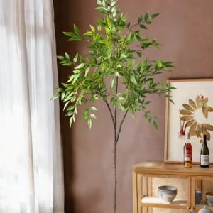 Cành Cây Ficus Nhân Tạo Lớn 76-140cm Lá Cọ Nhựa Giả Sơn Mài Màu Xanh Cây Ficus Giả Cao Dùng Trang Trí Nhà Cửa Vườn.