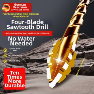 NAIFUNA | High Hardness Dry Concrete and Tile Drilling Bit 4-Flute Sawtooth Eccentric