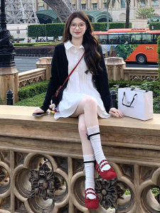 Early Autumn White Long Sleeve Shirt Dress Womens Summer 2025 New Small Size Beautiful Short Skirt Set Sweet Japanese Style High Waist Cotton A-Line Skirt