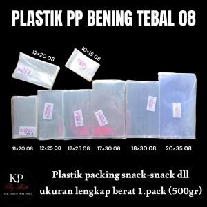 plastik PP bening tebal 08 ukuran lengkap 11×20 12×20 15×25 14×20 18×30 18×35 16×30 20×40 23×35 25×40 plastik bening /plastik Snack/kantong plastik