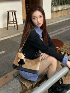 Delicate Lattice Chain Ladybag Underarm Crossbody Tote Bag Womens 2025 New Style Soft Polyester Lining Zipper Closure Casual