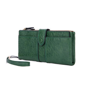 New Women Wallet Wrist Strap Vintage Long Card Holder Female Zipper Purse High Quanlity