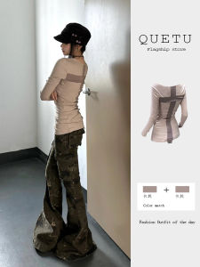 Slim Fit Long Sleeve T-Shirt Womens Style Commute Korean Version Autumn New Fashion Inner Wear Base Shirt Outer Wear Trendy Top