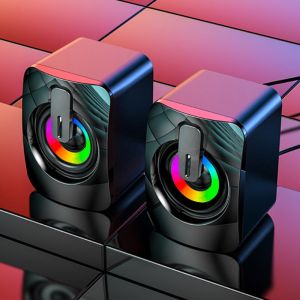 A2 Mini Computer Speakers PC Sound Box HIFI Stereo Microphone USB Wired Caixa De Som with LED Light For Laptops Desktop Computer