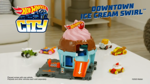 Hot Wheels City Downtown Ice Cream Swirl Playset (HDR24) (100.0% Original)