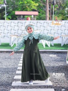 Gamis Overall Anak Perempuan Orisabilaqu 3in1 Dress Azura Free Pashmina