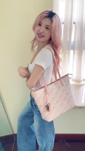 Disney Mickey Mouse Pink Tote Bag Simple & Elegant with Small Back Pocket Mini Pouch Prefect Gift for Girl Women