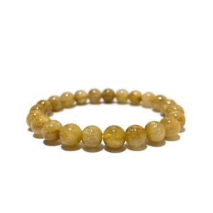 MEG High Quality Golden Rutilated Quartz Bracelet Natural Healing Crystal Beads 8 & 10mm for Men and Women Gift