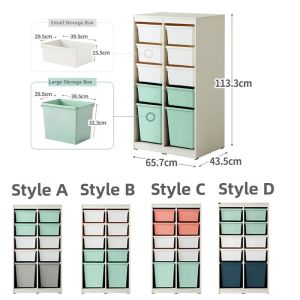 Ins Style Eco-friendly Wooden Kids Wardrobe Toy and Book Storage Cabinet