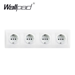 Triple EU Socket Round Back Wallpad 110-250V White Plastic Panel Euro European Standard Power Socket with Claws for EU Box