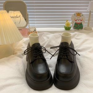 Giày Cao Gót Đế Dày Màu Đen Mary Janes Đế Xuồng Mũi Tròn Đế Cao Su Thường Ngày Cho Nữ Mùa Xuân Thu