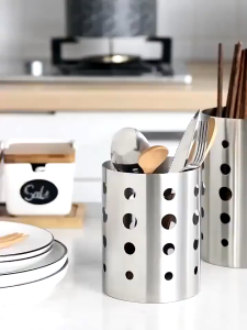 Daxian-COD-1PC Tableware Tube Storage Stainless Steel Spoon Fork Holder Kitchen Organizer Cutlery Chopsticks Cage