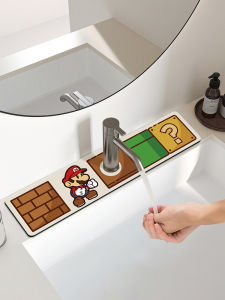 Mario Bathroom Kitchen Sink Absorbent Mat Cartoon Faucet Drain Mat Cute Sink Water Control Pad Home Decorative Floor Mat