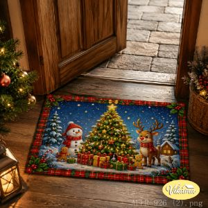 VIKAMA Classic Holiday Christmas Door Mat Soft Non-Slip Entryway Rug Front Door Home Holiday Decorative Carpet