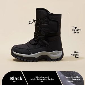 Harbin Womens Winter Thickened Fleece Lined Snow Boots Travel Gear Waterproof Non-slip Long White Mountain Cotton Boots