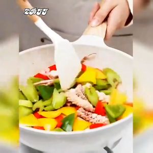 White Silicone Kitchenware Cooking Tool Set With Wooden Multifunctional Handle Non Stick Set Fry Steak Stir Fry Tool