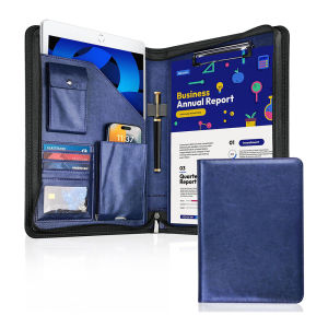 Zippered Padfolio Organizer Leather Planner Binder 10.2 Inch Portfolio Folder for Documents Letter Size Business Card Holder