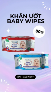 [GIÁ SỈ] Thùng 20 gói Khăn giấy ướt Baby Wipes ĐỎ 80G Đóng gói tự động khử khuẩn an toàn cho bé hương thơm dịu nhẹ