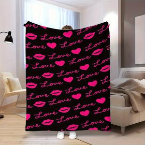 VIKAMA Valentines Day Rose Red LOVE Blanket Bedroom Sofa Blanket Couple Gift Home Decoration Knee Blanket