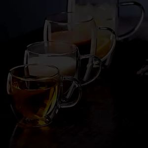 JE.ID Cangkir Bening Cangkir Teh Kaca Mug Cangkir Kopi Kaca Dinding Ganda Cangkir Kopi Gelas Espresso Bening
