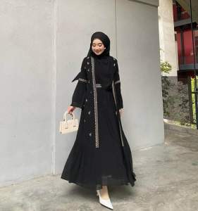 Gamis Abaya Safwa Bahan Ceruty Babydoll Full Furing Aplikasi Bordir Mewah Elegant Abaya Wanita Remaja