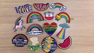 Cartoon Rainbow Applique Patches for Kids clothing Thermoadhesive Patches Iron On LGBT Letter Embroidered Patches On Clothes DIY