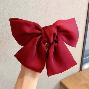Red Festive Large Bow Hairpin Black Spring Clip Female Hair Accessories Barrette Hairgrip Hair Ornament for Children And Women