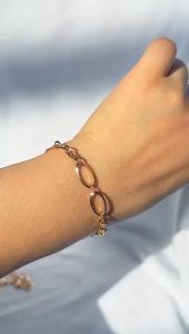 Gelang emas asli kadar 70 16k beige gold rantai tangan polos aesthetic bulat paperclip