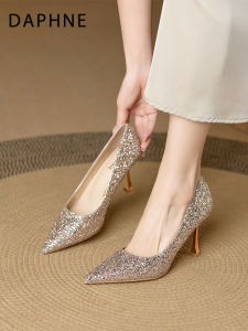 Daphne | Champagne-colored Slim Heel Womens High Heels Wedding Shoes