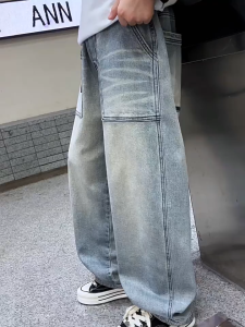 COD Street Jeans Denim Pants For Kids Boys 7-16Yrs Fashion Loose Jeans Straight Leg Baggy Pants Wide Leg Maong Pants & Fashion Street Style Daily Outfit