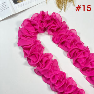 Pre-Cut 1 Yards Pleated Chiffon Lace Trim 10cm Width Ruffled Lace Fabric Applique Trim Edge For DIY Sewing Dress Clothes Cuff
