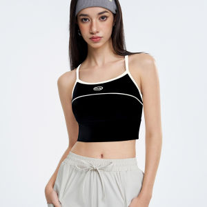 American retro style yoga vest womens slim shoulder strap beautiful back integrated fixed chest pad fitness bra sports bra