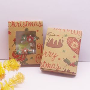 10pcs 10x8x2cm Christmas gift boxes paper packaging boxes kraft paper white candy faovrs with window packaging boxes