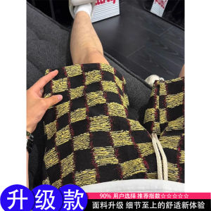 Quần Short Dệt Kim Kẻ Caro Mùa Hè Mỏng Cho Nam Quần Dài Năm Điểm Đi Biển Quần Dài Thường Ngày Thoáng Khí Thoải Mái