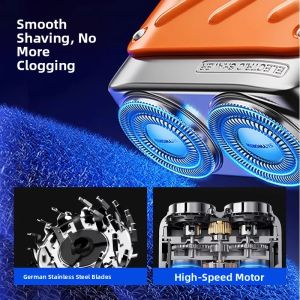 MONLEYTA | Electric Shaver Mens Mini Portable German Small Steel Cannon Official Authentic Beard Razor Boyfriend Gift Double Blade Head