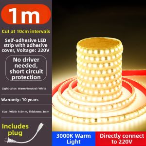 YUANMUXUAN | Self-Adhesive Waterproof Decorative LED Strip Light 220v