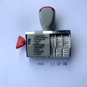 12 Office Text And Date Stamp Day Month Year RECEIVED INVOICED PAID SUPPLY BY CHECKED Roller Stamp