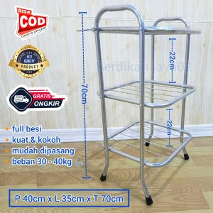 Rak Dispenser Air / Rak Serbaguna Bahan Stainless Crom 2 Susun & 3 Susun